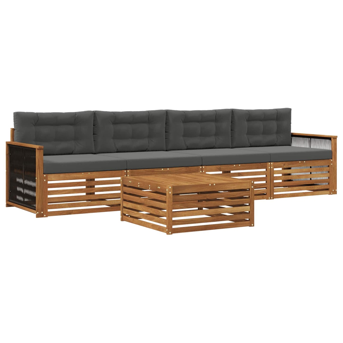 vidaXL Σειρά Καναπέ Εξωτερικού με μαξιλάρι 5 pcs Φυσικό και Ανθρακί