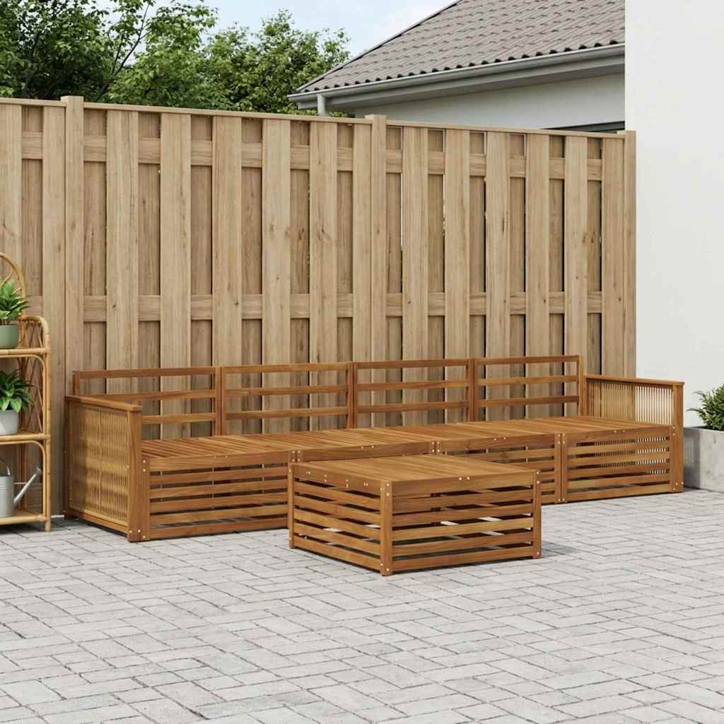 vidaXL Σειρά Καναπέ Εξωτερικού 5 pcs Φυσικό Στερεό Ξύλο Ακακίας
