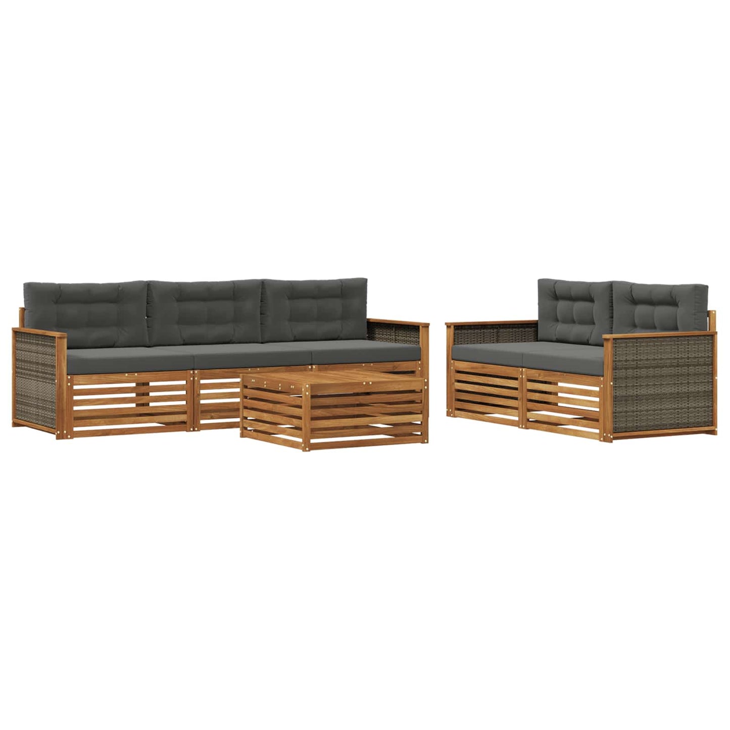 vidaXL Σειρά Καναπέ Εξωτερικού με μαξιλάρι 6 pcs Φυσικό και Ανθρακί