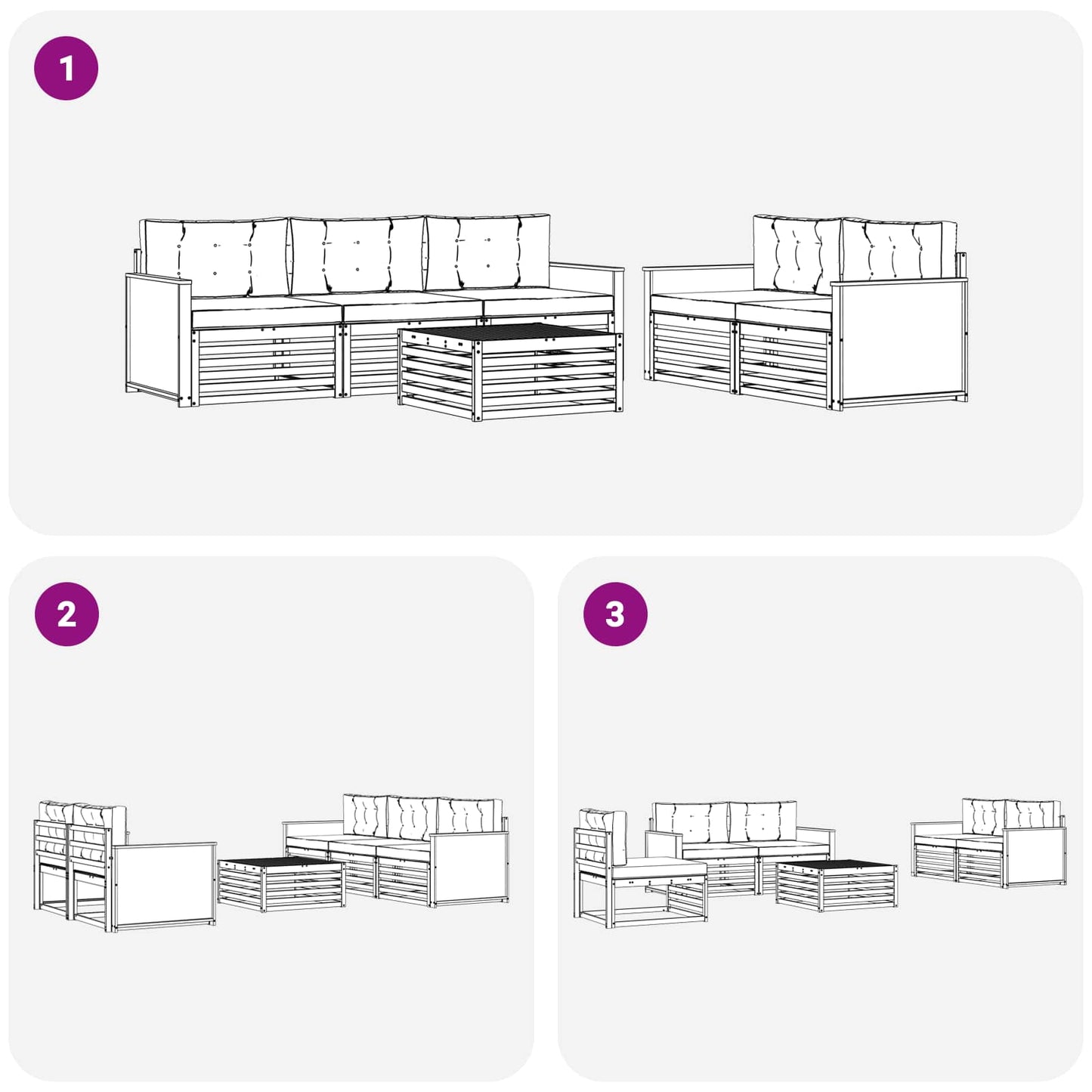 vidaXL Σειρά Καναπέ Εξωτερικού με μαξιλάρι 6 pcs Φυσικό και Ανθρακί