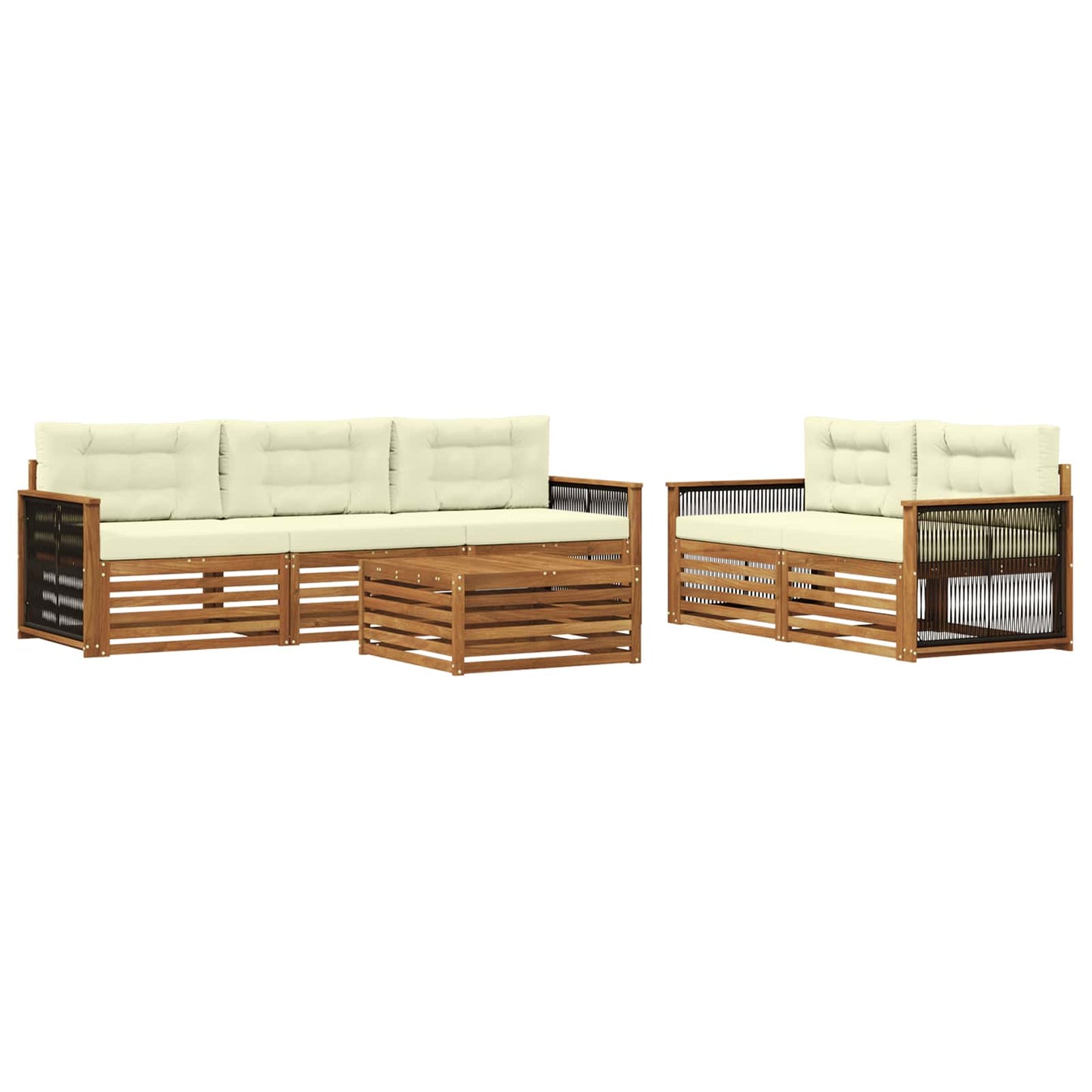 vidaXL Σειρά Καναπέ Εξωτερικού με μαξιλάρι 6 pcs Φυσικό και Κρέμα