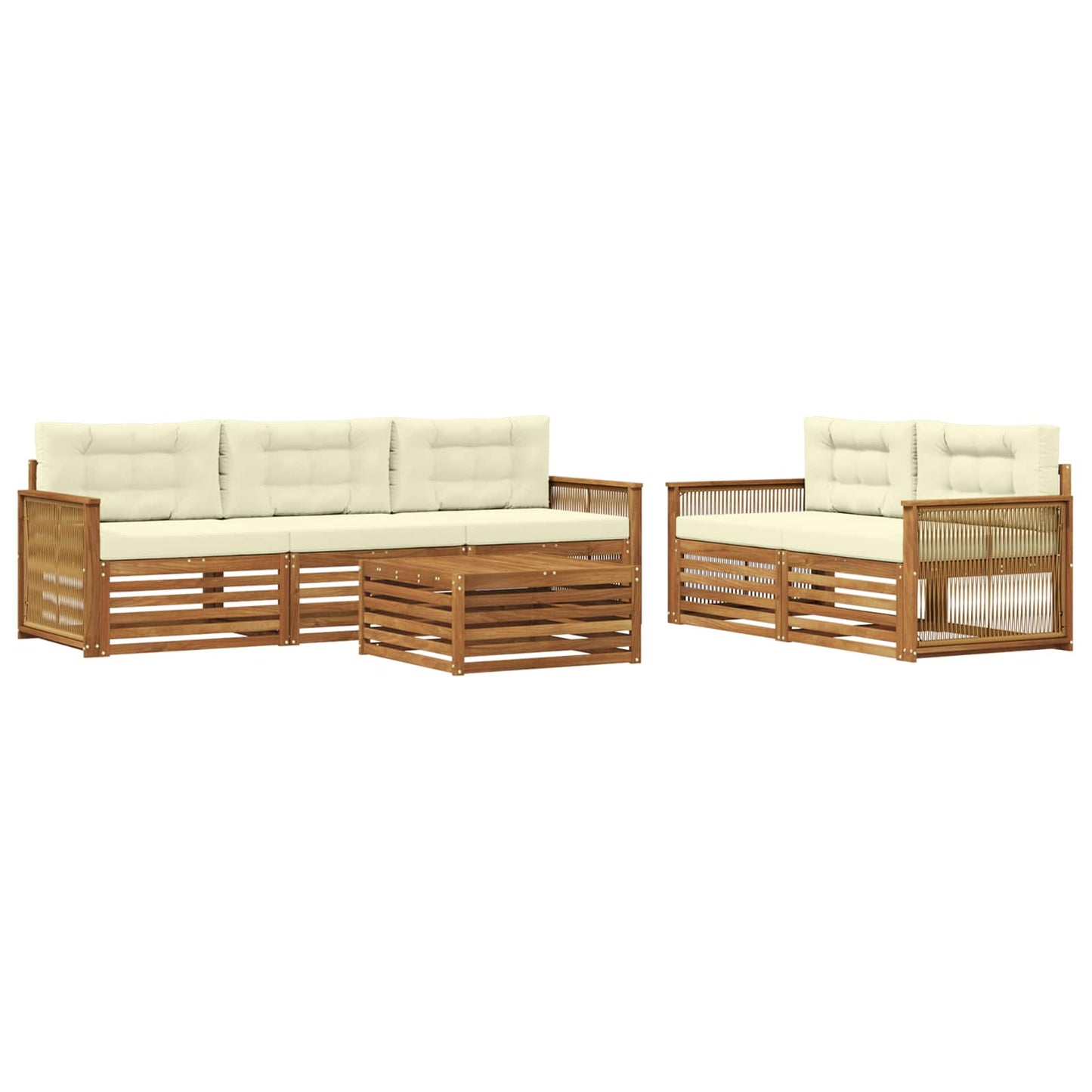 vidaXL Σειρά Καναπέ Εξωτερικού με μαξιλάρι 6 pcs Φυσικό και Κρέμα