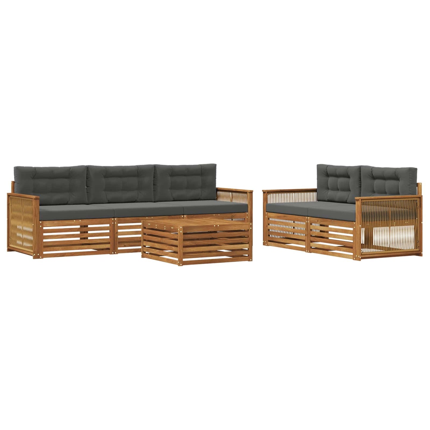 vidaXL Σειρά Καναπέ Εξωτερικού με μαξιλάρι 6 pcs Φυσικό και Ανθρακί