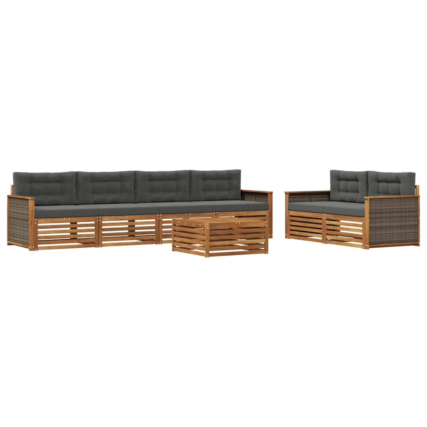 vidaXL Σειρά Καναπέ Εξωτερικού με μαξιλάρι 7 pcs Φυσικό και Ανθρακί