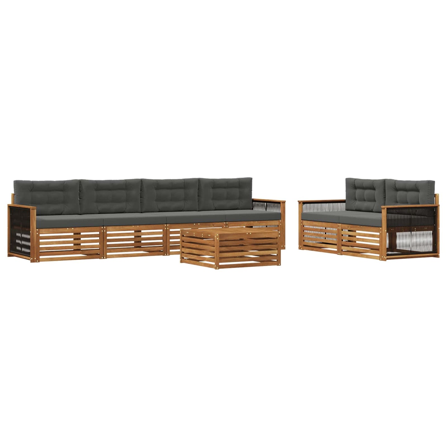vidaXL Σειρά Καναπέ Εξωτερικού με μαξιλάρι 7 pcs Φυσικό και Ανθρακί