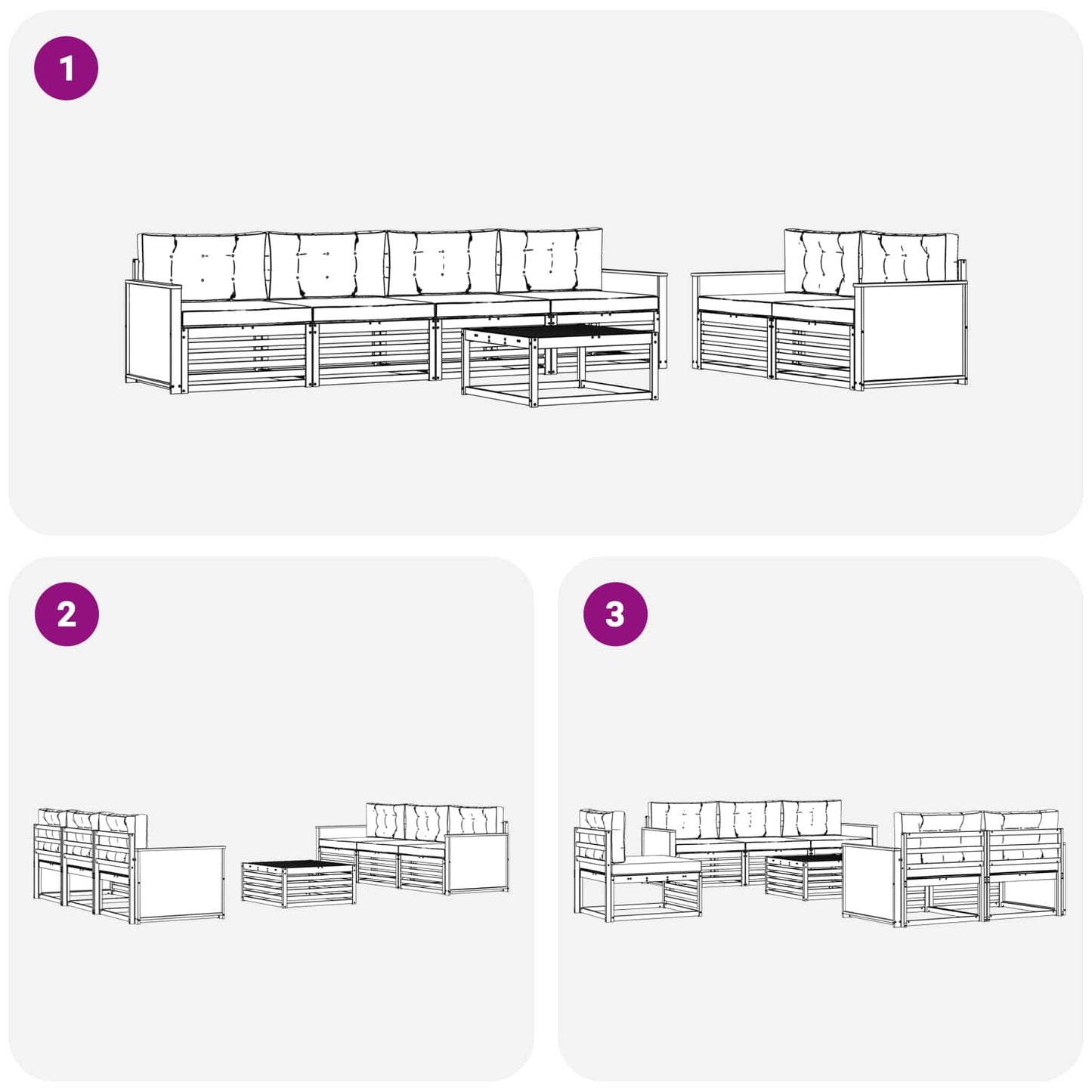 vidaXL Σειρά Καναπέ Εξωτερικού με μαξιλάρι 7 pcs Φυσικό και Ανθρακί