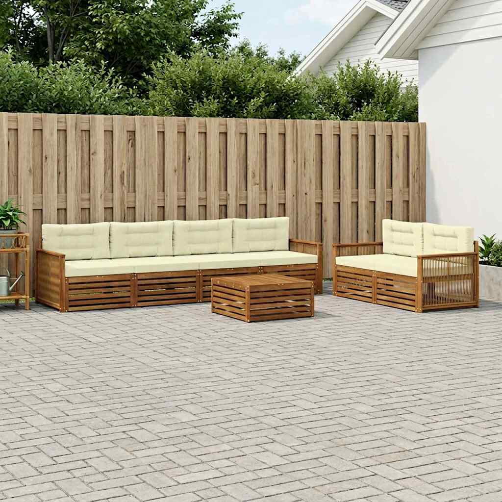vidaXL Σειρά Καναπέ Εξωτερικού με μαξιλάρι 7 pcs Φυσικό και Κρέμα