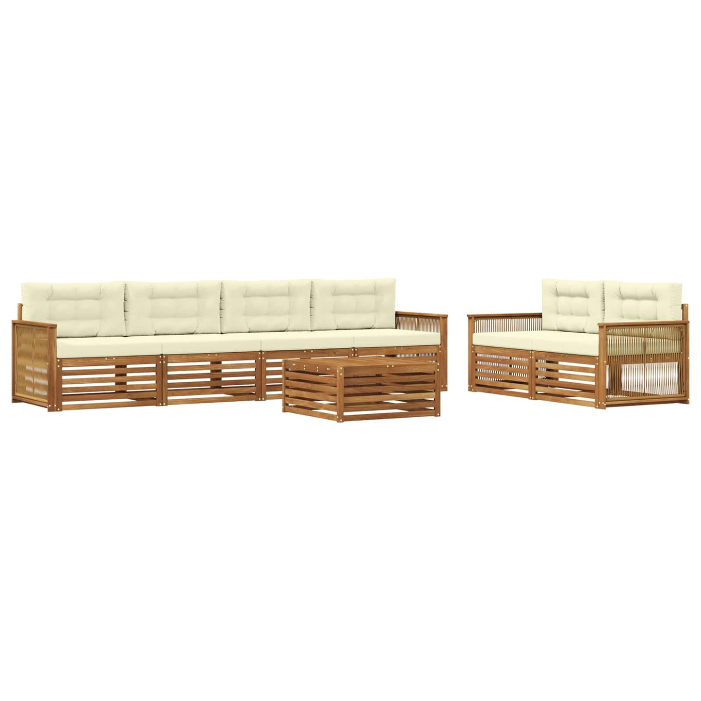 vidaXL Σειρά Καναπέ Εξωτερικού με μαξιλάρι 7 pcs Φυσικό και Κρέμα