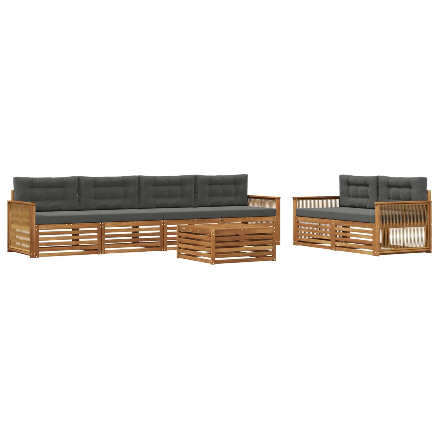 vidaXL Σειρά Καναπέ Εξωτερικού με μαξιλάρι 7 pcs Φυσικό και Ανθρακί