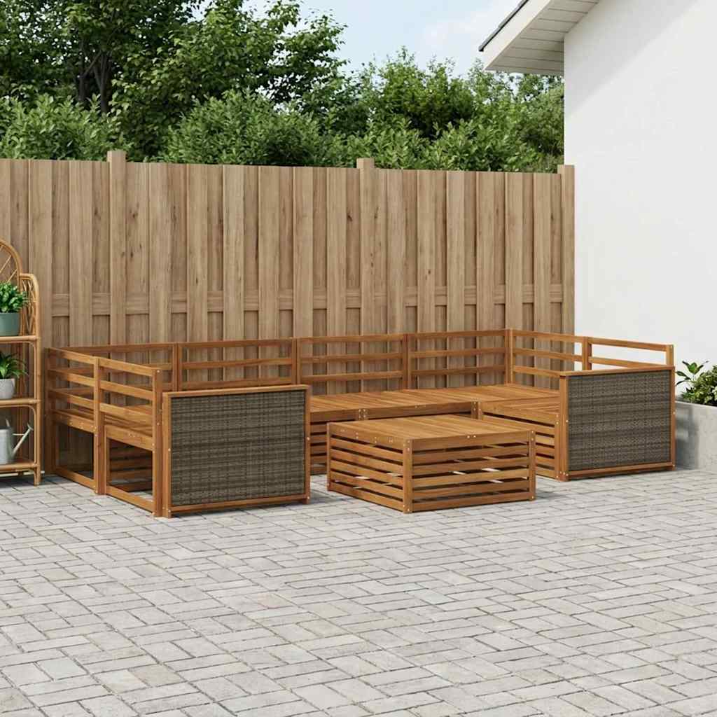 vidaXL Σειρά Καναπέ Εξωτερικού 7 pcs Φυσικό Στερεό Ξύλο Ακακίας