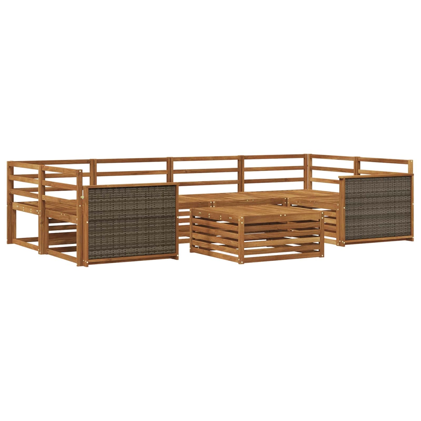 vidaXL Σειρά Καναπέ Εξωτερικού 7 pcs Φυσικό Στερεό Ξύλο Ακακίας