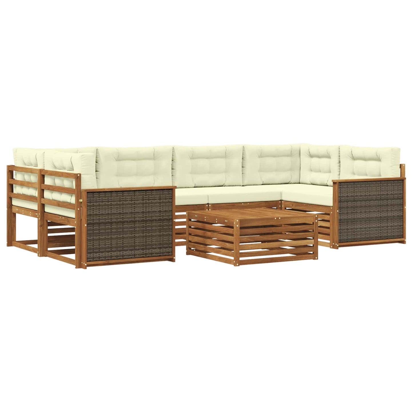 vidaXL Σειρά Καναπέ Εξωτερικού με μαξιλάρι 7 pcs Φυσικό και Κρέμα