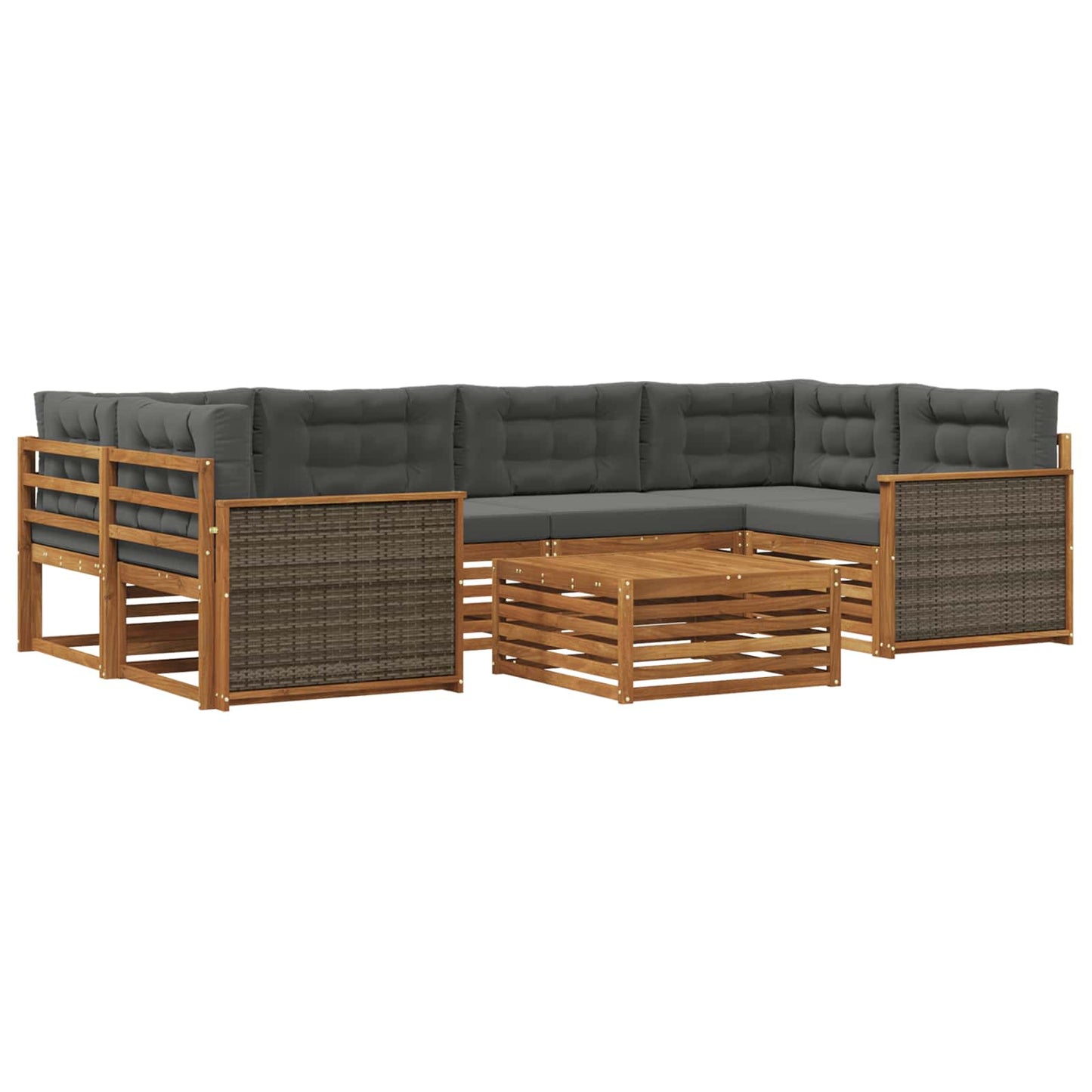 vidaXL Σειρά Καναπέ Εξωτερικού με μαξιλάρι 7 pcs Φυσικό και Ανθρακί