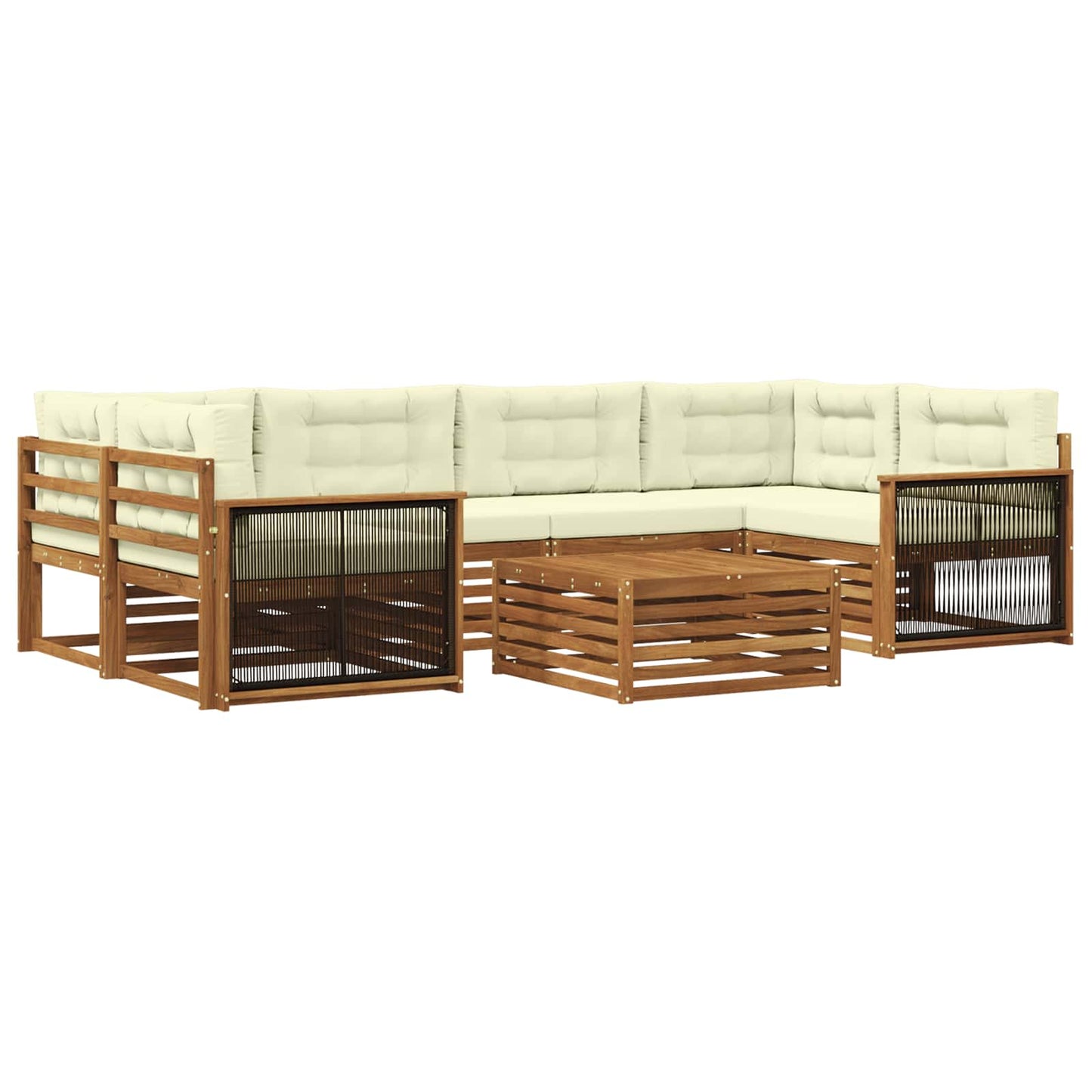 vidaXL Σειρά Καναπέ Εξωτερικού με μαξιλάρι 7 pcs Φυσικό και Κρέμα