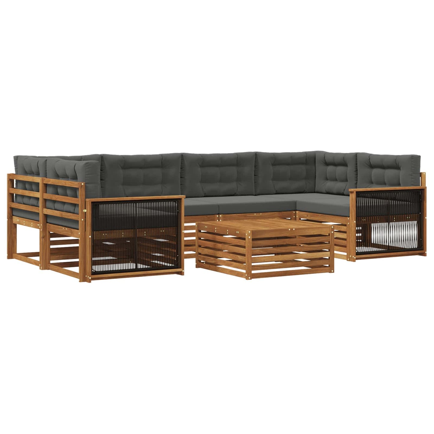 vidaXL Σειρά Καναπέ Εξωτερικού με μαξιλάρι 7 pcs Φυσικό και Ανθρακί