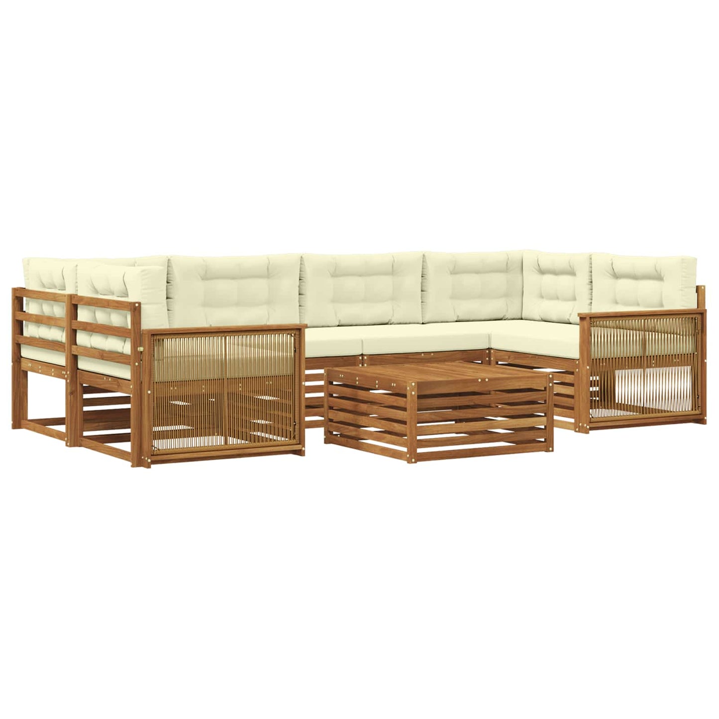 vidaXL Σειρά Καναπέ Εξωτερικού με μαξιλάρι 7 pcs Φυσικό και Κρέμα