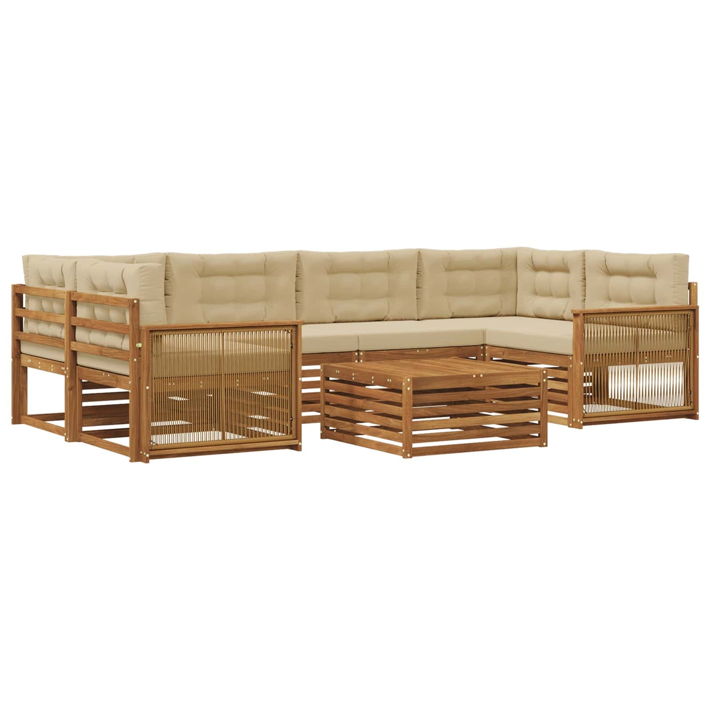 vidaXL Σειρά Καναπέ Εξωτερικού με μαξιλάρι 7 pcs Φυσικό και Μπεζ