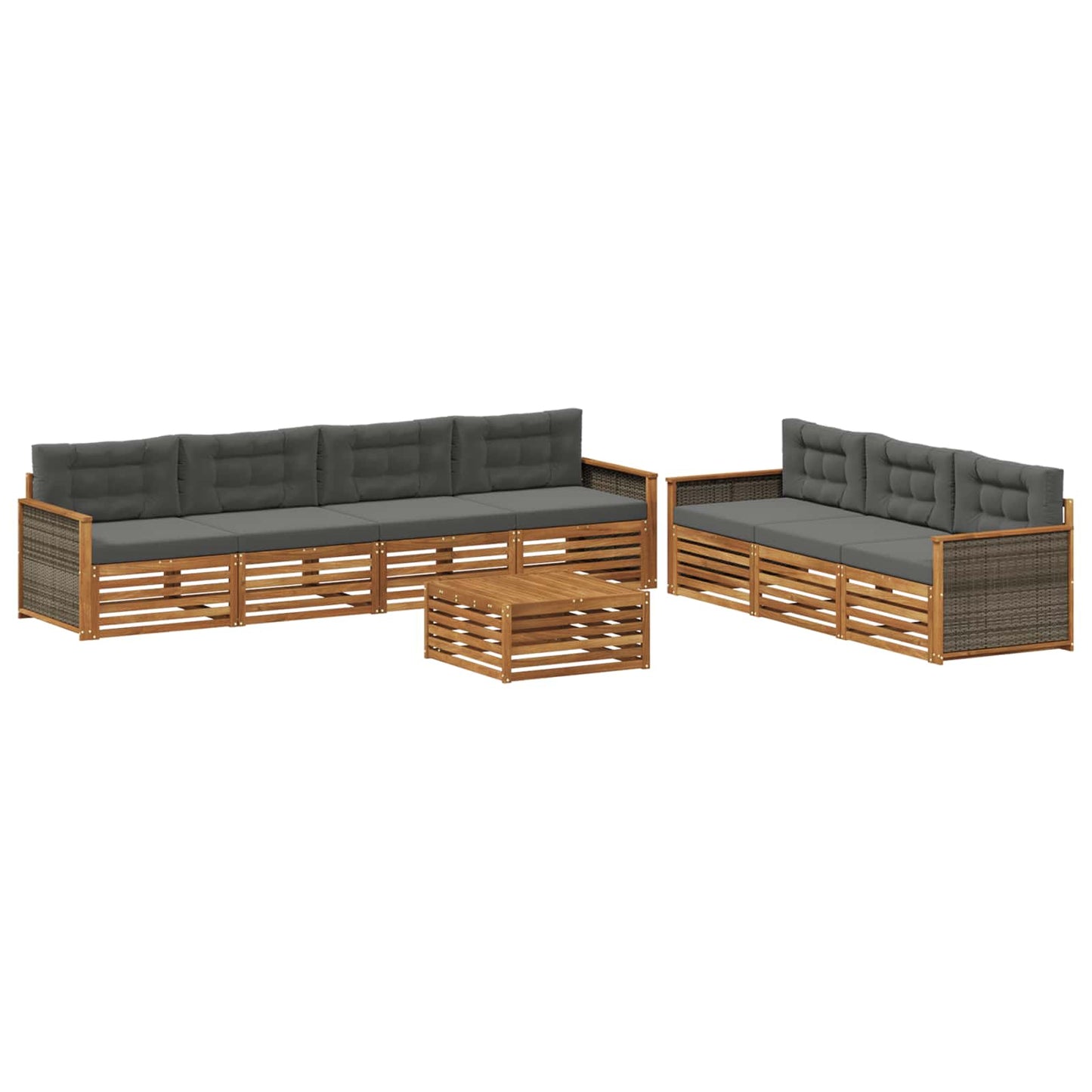 vidaXL Σειρά Καναπέ Εξωτερικού με μαξιλάρι 8 pcs Φυσικό και Ανθρακί