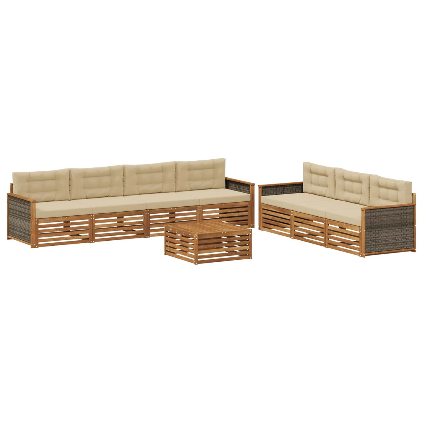 vidaXL Σειρά Καναπέ Εξωτερικού με μαξιλάρι 8 pcs Φυσικό και Μπεζ