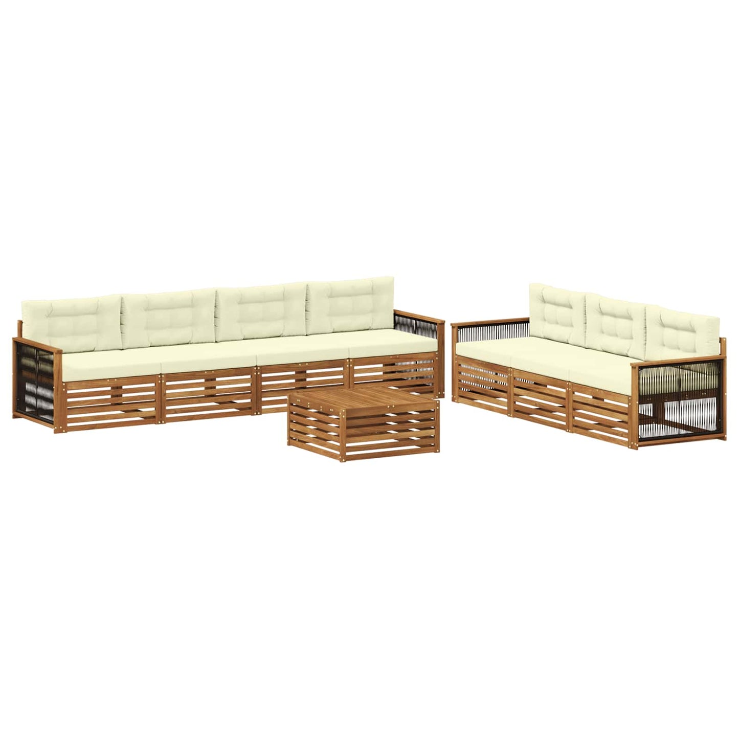 vidaXL Σειρά Καναπέ Εξωτερικού με μαξιλάρι 8 pcs Φυσικό και Κρέμα