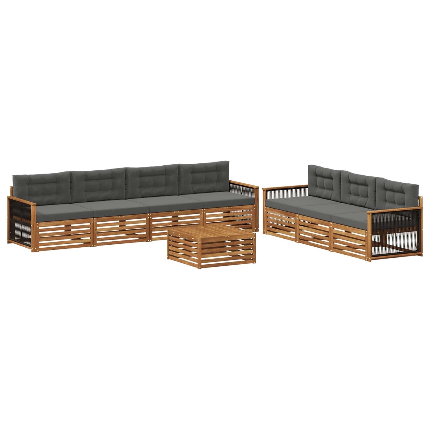 vidaXL Σειρά Καναπέ Εξωτερικού με μαξιλάρι 8 pcs Φυσικό και Ανθρακί