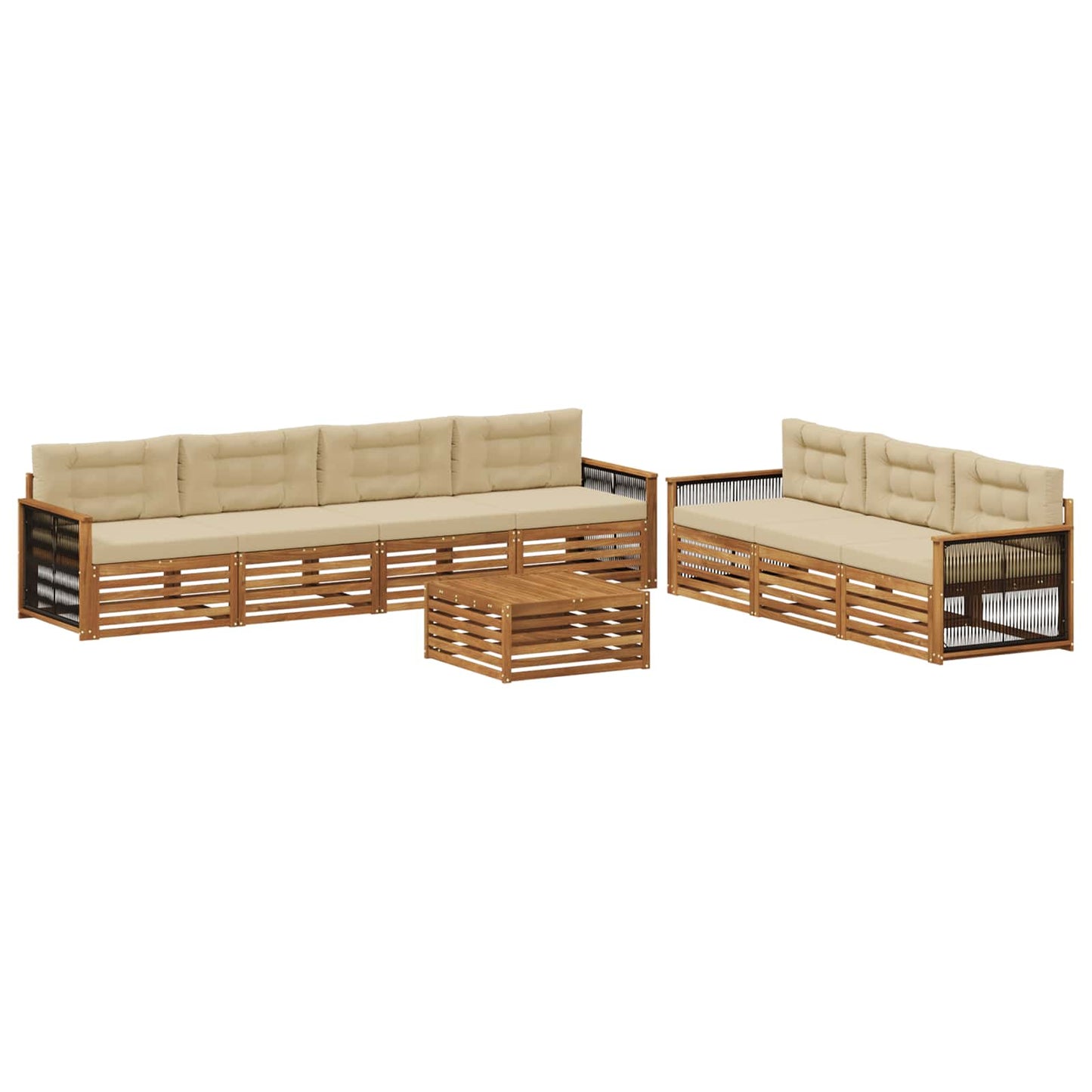 vidaXL Σειρά Καναπέ Εξωτερικού με μαξιλάρι 8 pcs Φυσικό και Μπεζ