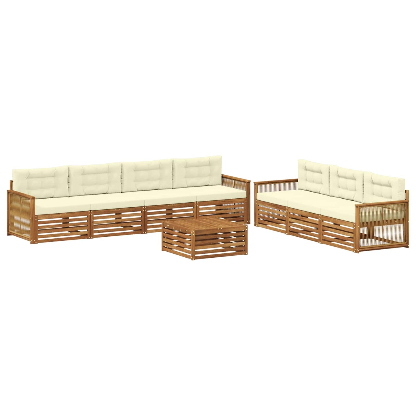vidaXL Σειρά Καναπέ Εξωτερικού με μαξιλάρι 8 pcs Φυσικό και Κρέμα