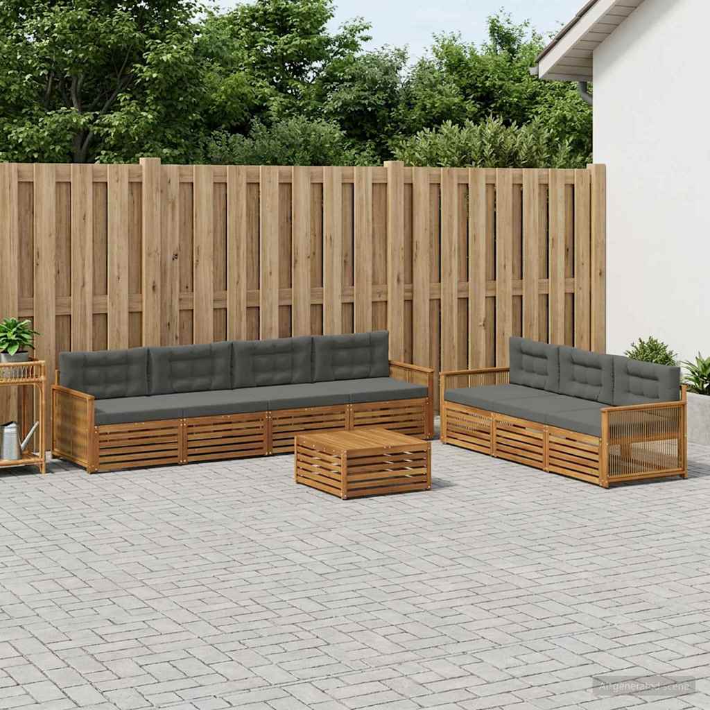 vidaXL Σειρά Καναπέ Εξωτερικού με μαξιλάρι 8 pcs Φυσικό και Ανθρακί