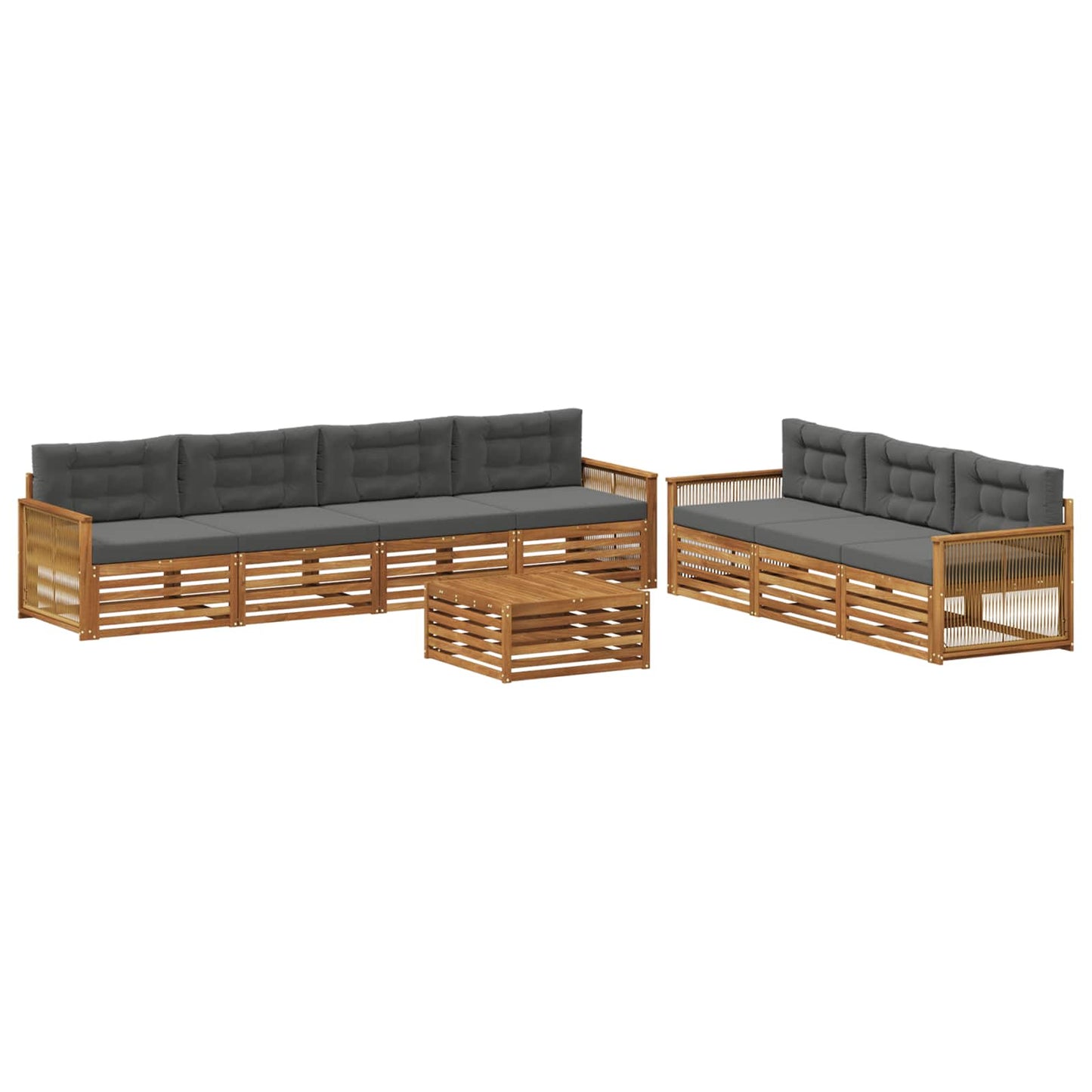 vidaXL Σειρά Καναπέ Εξωτερικού με μαξιλάρι 8 pcs Φυσικό και Ανθρακί