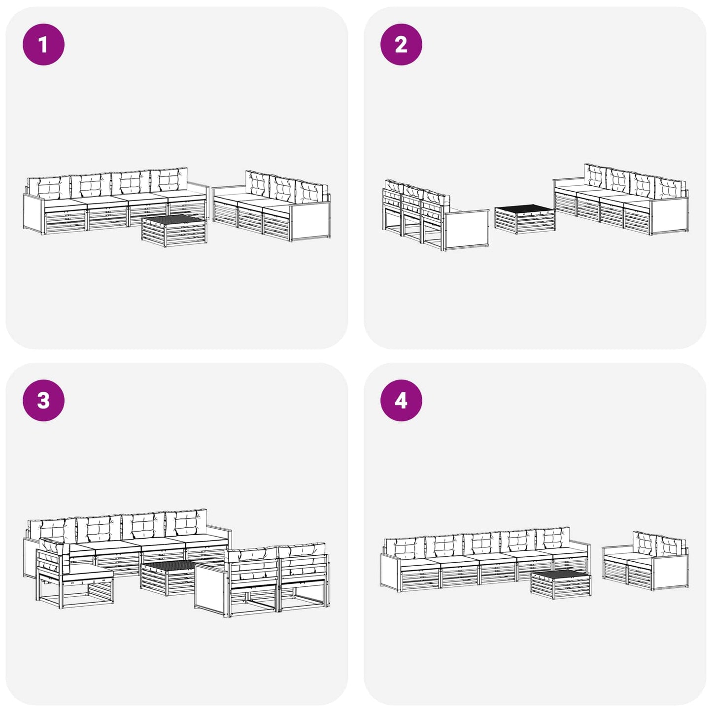 vidaXL Σειρά Καναπέ Εξωτερικού με μαξιλάρι 8 pcs Φυσικό και Ανθρακί