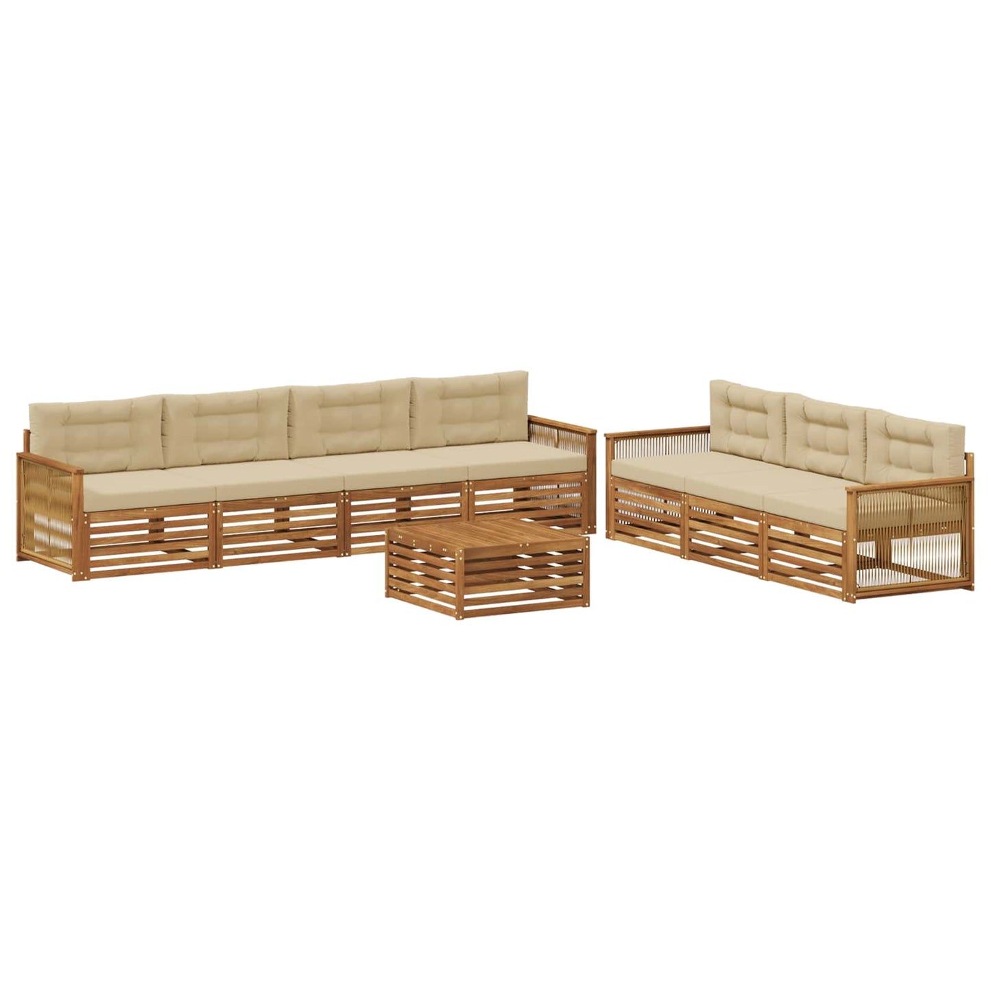 vidaXL Σειρά Καναπέ Εξωτερικού με μαξιλάρι 8 pcs Φυσικό και Μπεζ