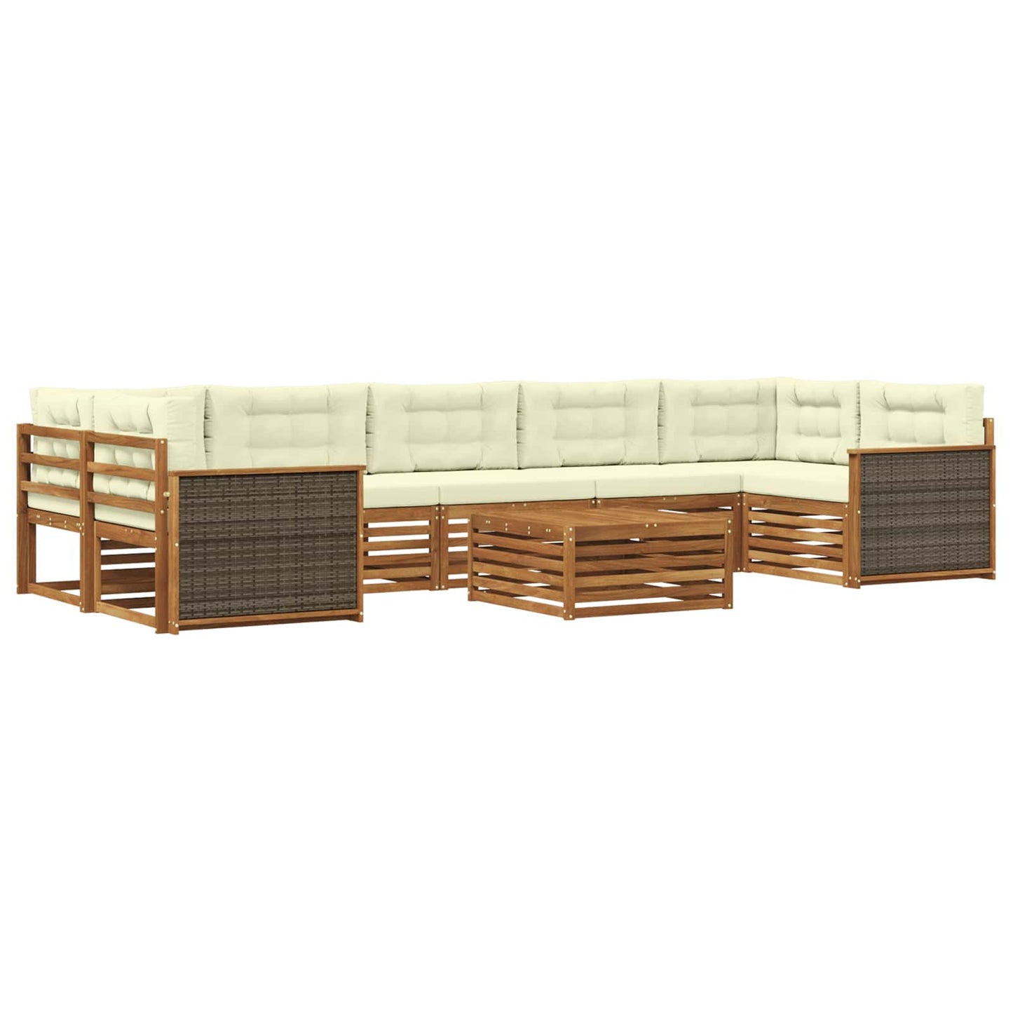 vidaXL Σειρά Καναπέ Εξωτερικού με μαξιλάρι 8 pcs Φυσικό και Κρέμα