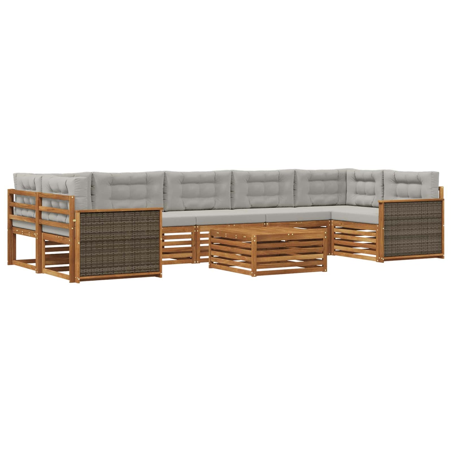 vidaXL Σειρά Καναπέ Εξωτερικού 8 pcs Φυσικό και Ανοιχτό Γκρι