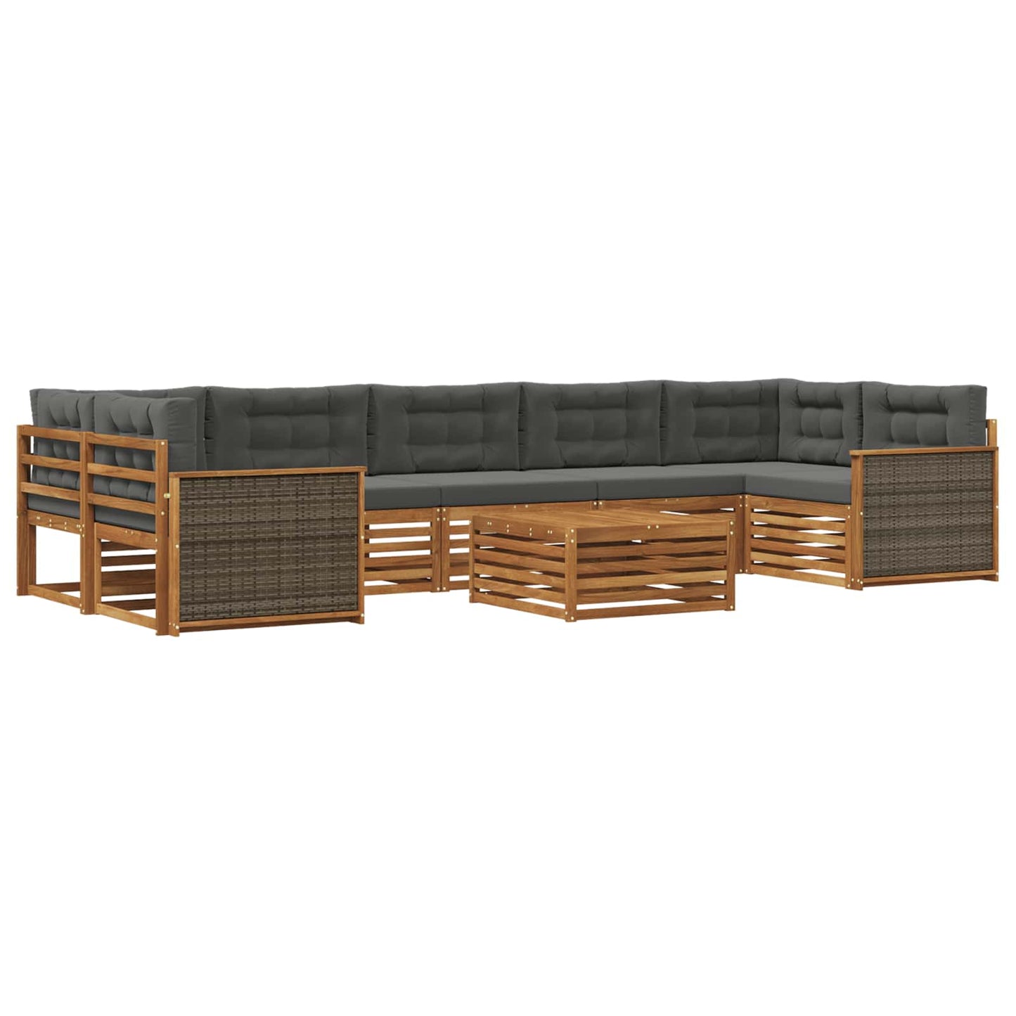 vidaXL Σειρά Καναπέ Εξωτερικού με μαξιλάρι 8 pcs Φυσικό και Ανθρακί