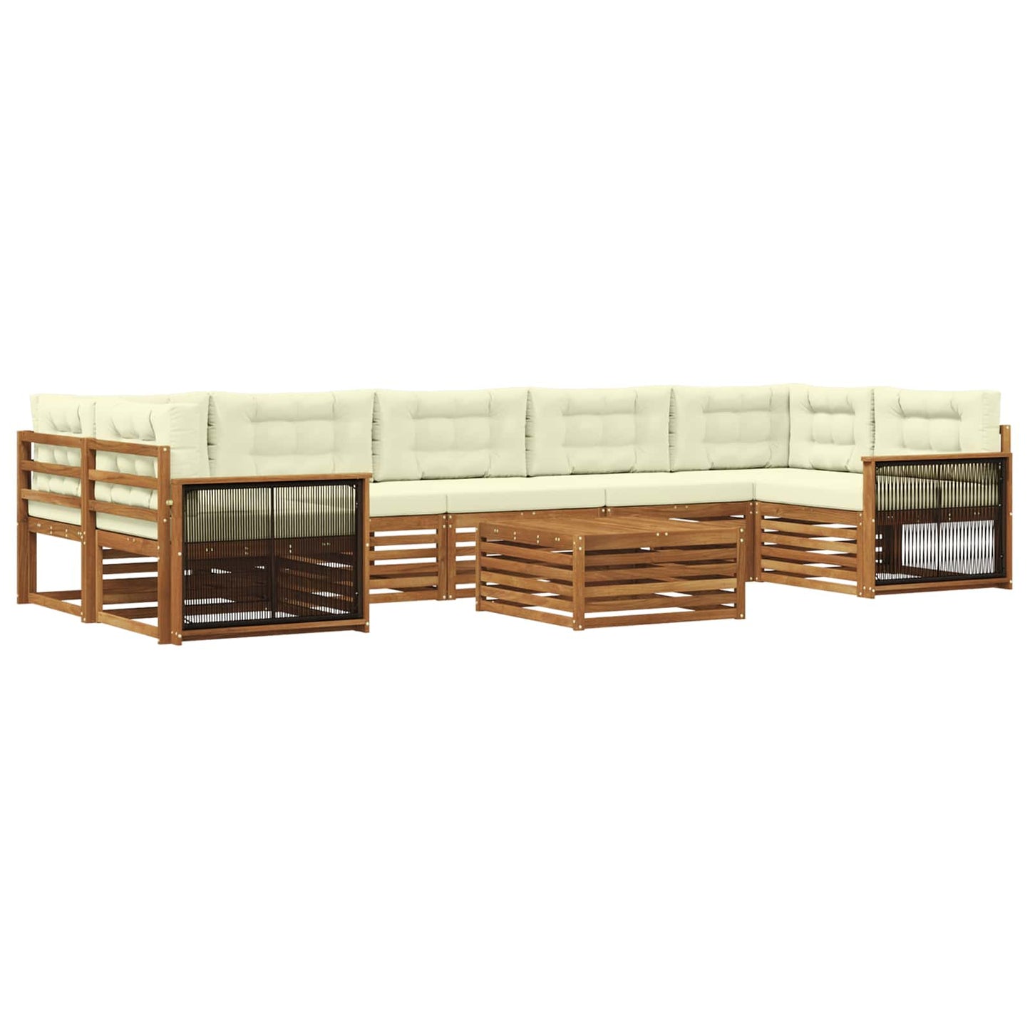 vidaXL Σειρά Καναπέ Εξωτερικού με μαξιλάρι 8 pcs Φυσικό και Κρέμα