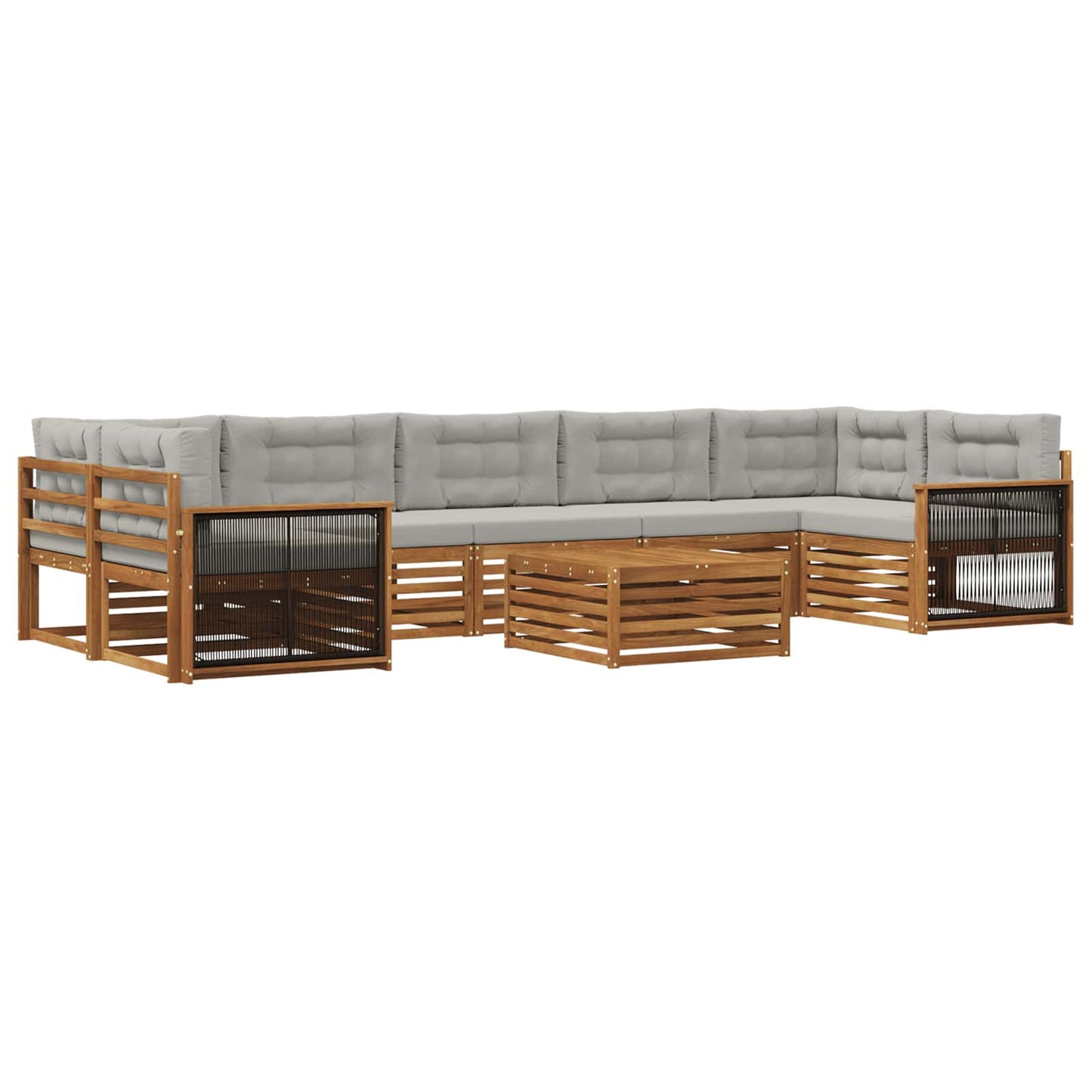 vidaXL Σειρά Καναπέ Εξωτερικού 8 pcs Φυσικό και Ανοιχτό Γκρι
