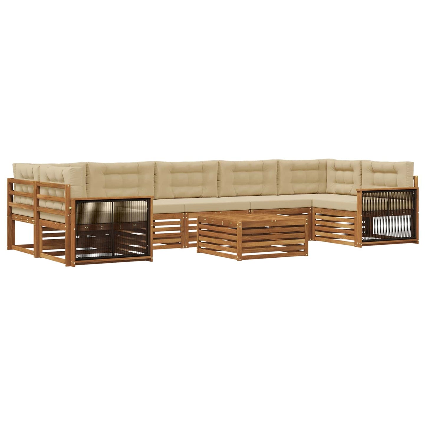 vidaXL Σειρά Καναπέ Εξωτερικού με μαξιλάρι 8 pcs Φυσικό και Μπεζ