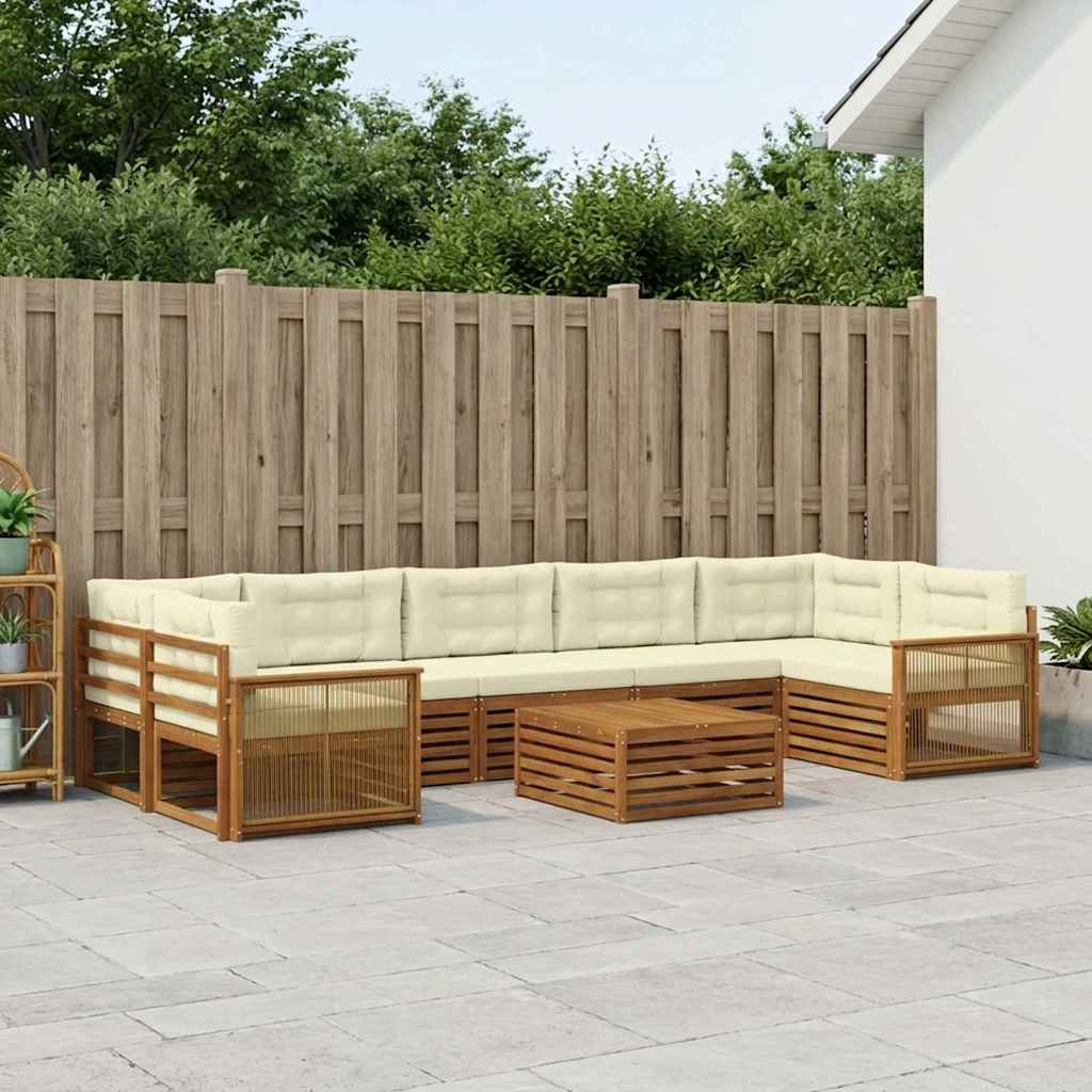 vidaXL Σειρά Καναπέ Εξωτερικού με μαξιλάρι 8 pcs Φυσικό και Κρέμα