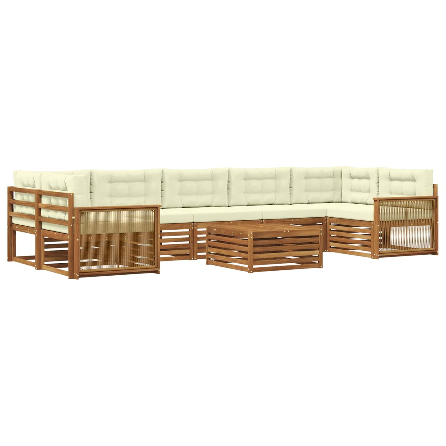 vidaXL Σειρά Καναπέ Εξωτερικού με μαξιλάρι 8 pcs Φυσικό και Κρέμα