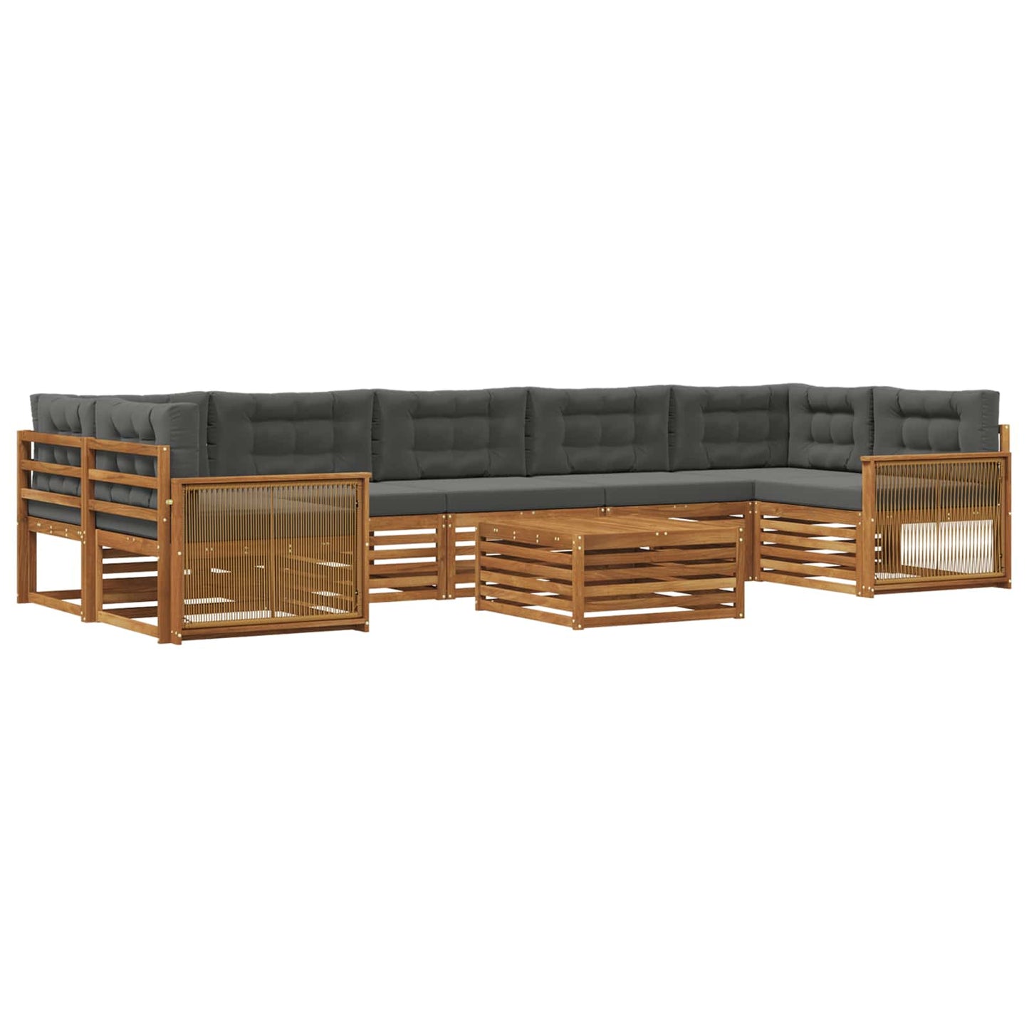 vidaXL Σειρά Καναπέ Εξωτερικού με μαξιλάρι 8 pcs Φυσικό και Ανθρακί