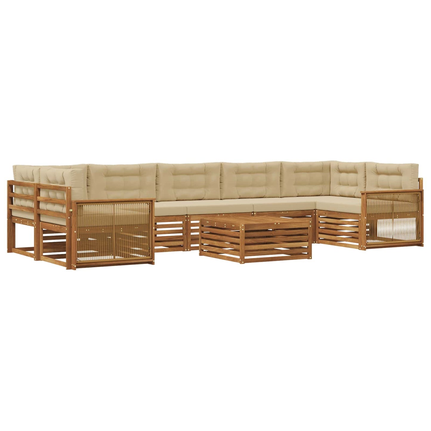 vidaXL Σειρά Καναπέ Εξωτερικού με μαξιλάρι 8 pcs Φυσικό και Μπεζ