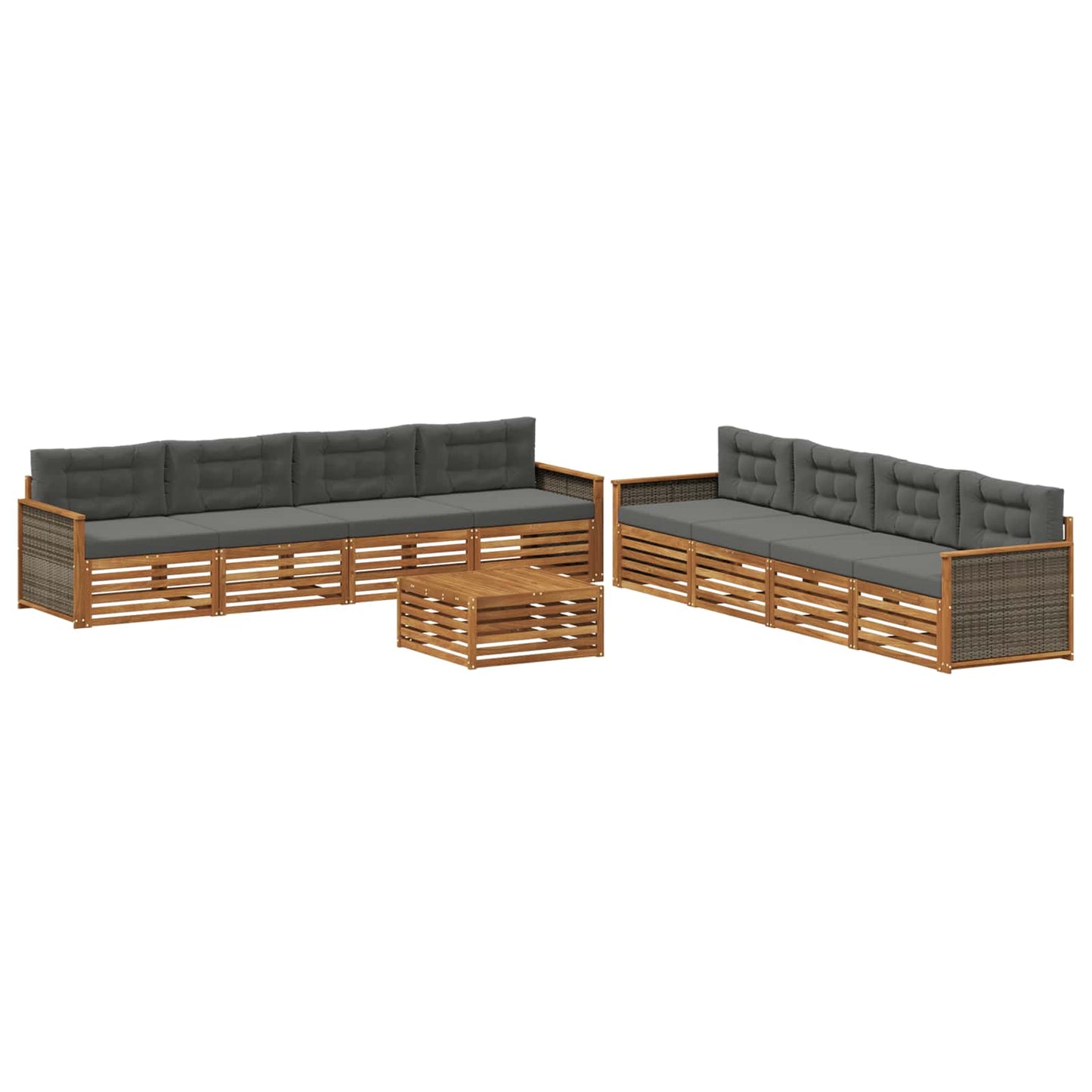 vidaXL Σειρά Καναπέ Εξωτερικού με μαξιλάρι 9 pcs Φυσικό και Ανθρακί