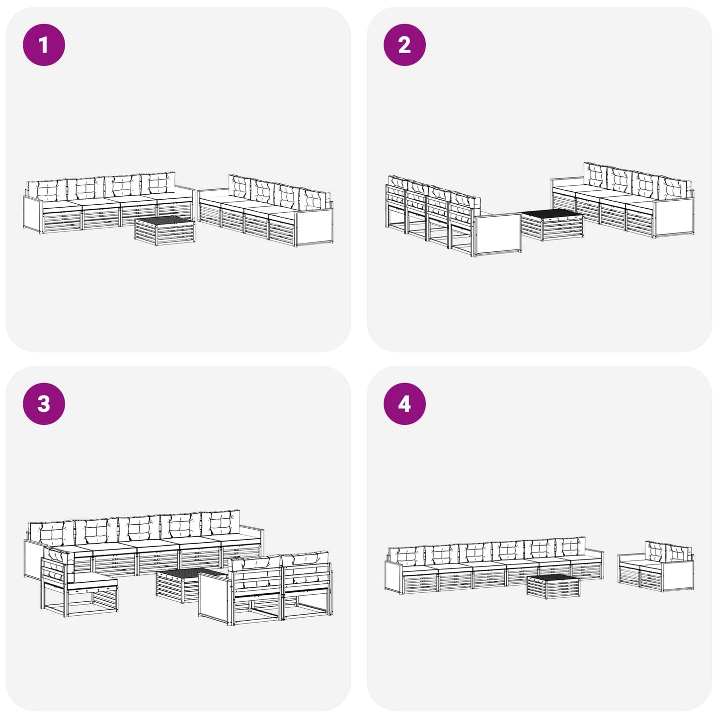vidaXL Σειρά Καναπέ Εξωτερικού με μαξιλάρι 9 pcs Φυσικό και Ανθρακί