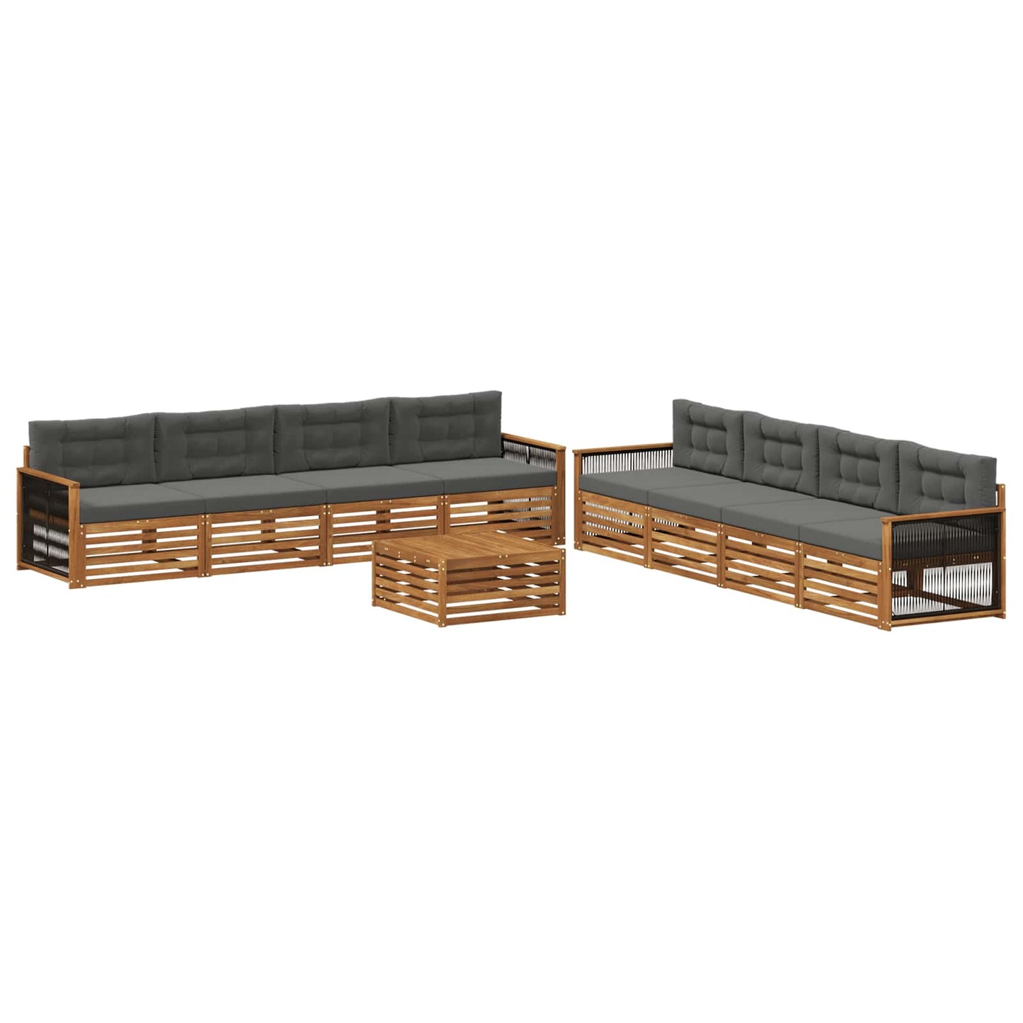 vidaXL Σειρά Καναπέ Εξωτερικού με μαξιλάρι 9 pcs Φυσικό και Ανθρακί