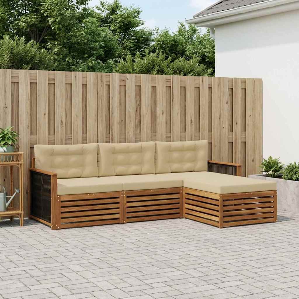 vidaXL Σειρά Καναπέ Εξωτερικού Φυσικό και Μπεζ 249 x 162,5 x 73 εκ