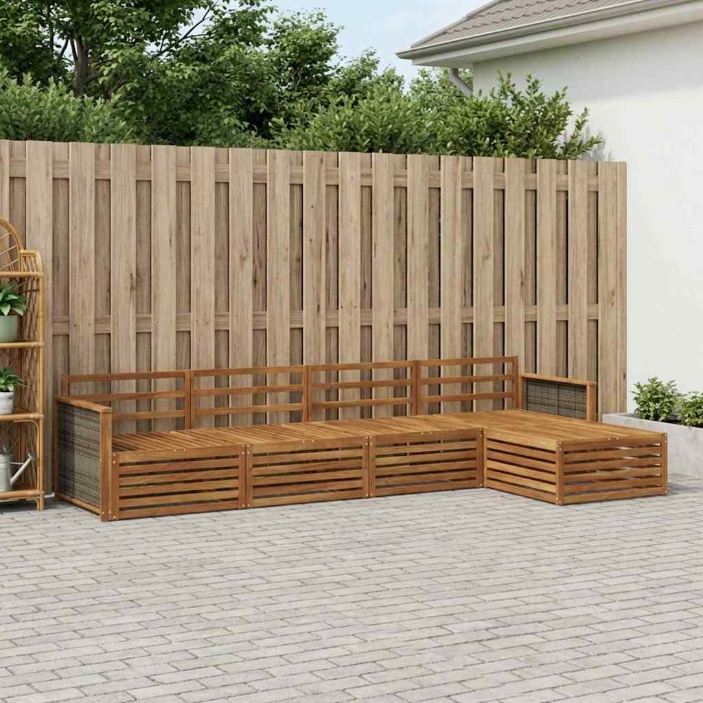 vidaXL Σειρά Καναπέ Εξωτερικού 5 pcs Φυσικό Στερεό Ξύλο Ακακίας
