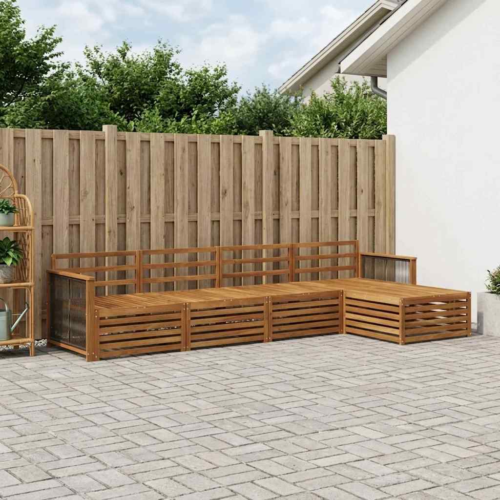vidaXL Σειρά Καναπέ Εξωτερικού 5 pcs Φυσικό Στερεό Ξύλο Ακακίας