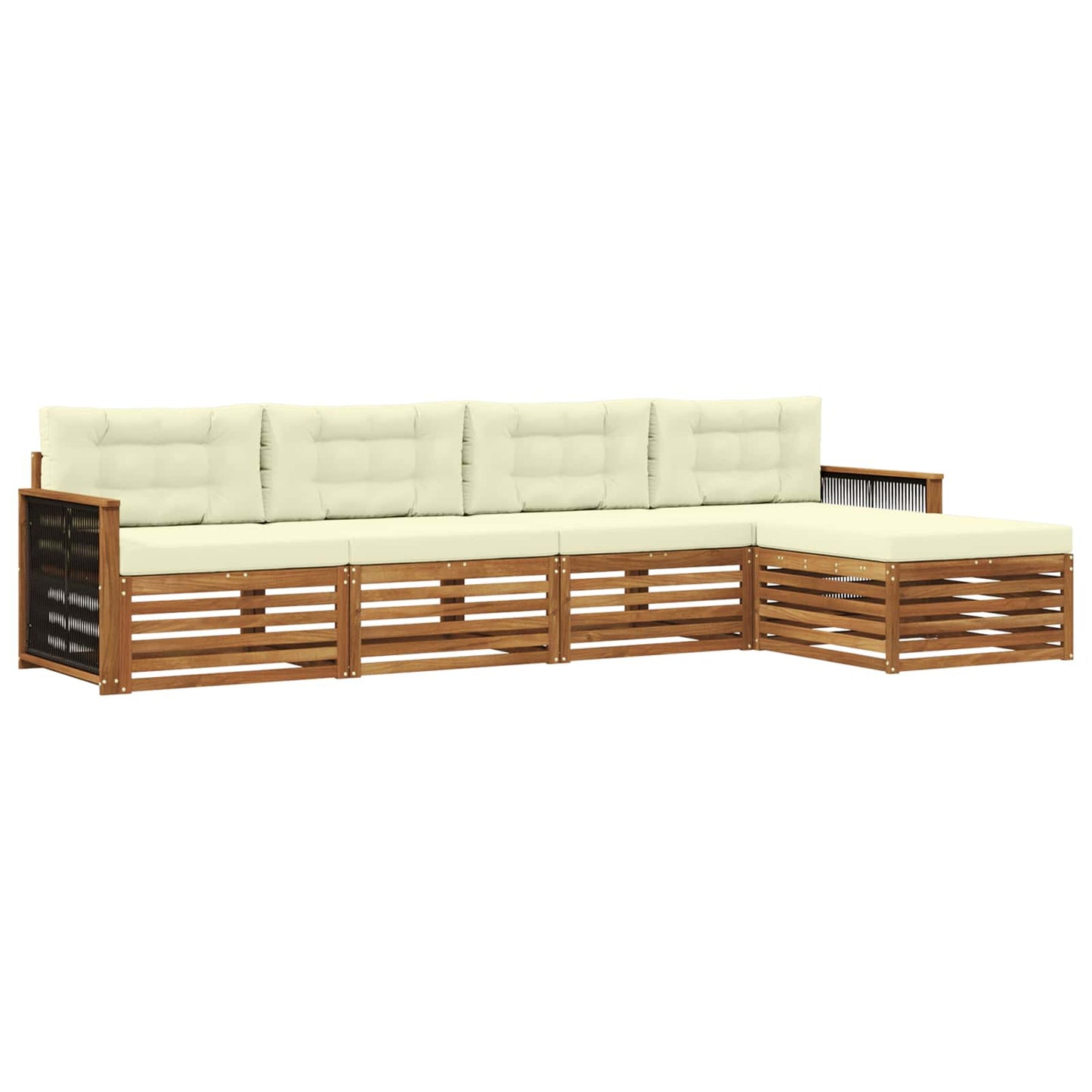 vidaXL Σειρά Καναπέ Εξωτερικού με μαξιλάρι 5 pcs Φυσικό και Κρέμα