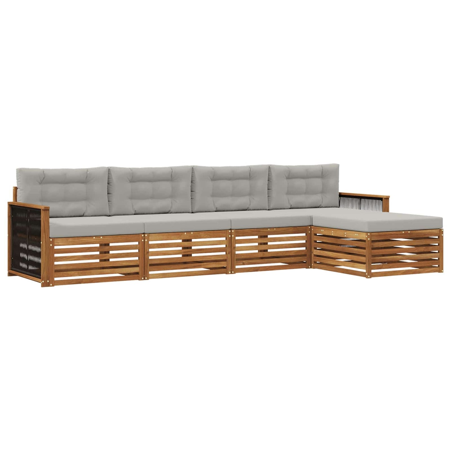 vidaXL Σειρά Καναπέ Εξωτερικού 5 pcs Φυσικό και Ανοιχτό Γκρι