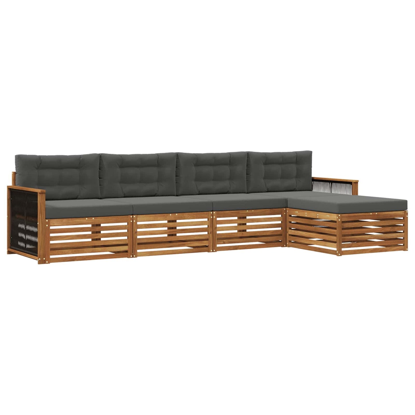 vidaXL Σειρά Καναπέ Εξωτερικού με μαξιλάρι 5 pcs Φυσικό και Ανθρακί